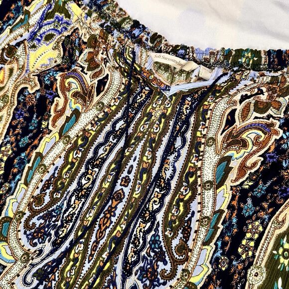 Soft Surroundings Peasant Shirt Womens Large Multicolor Paisley Boho 2AQ94 - Picture 6 of 8
